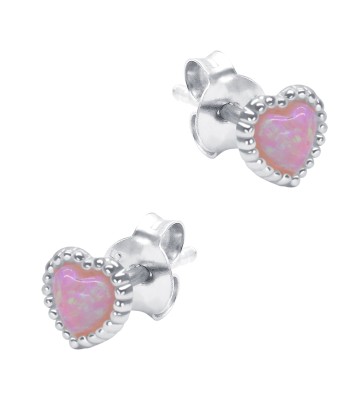 Sweet Opal Heart Silver Stud Earring STS-6310